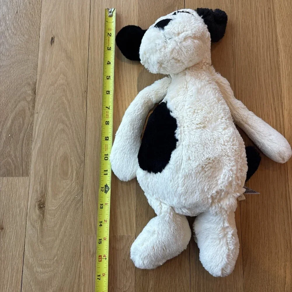 Jellycat London Bashful Puppy Black & Cream Big  Large Plush Spot Dog Toy - Picture 7 of 7